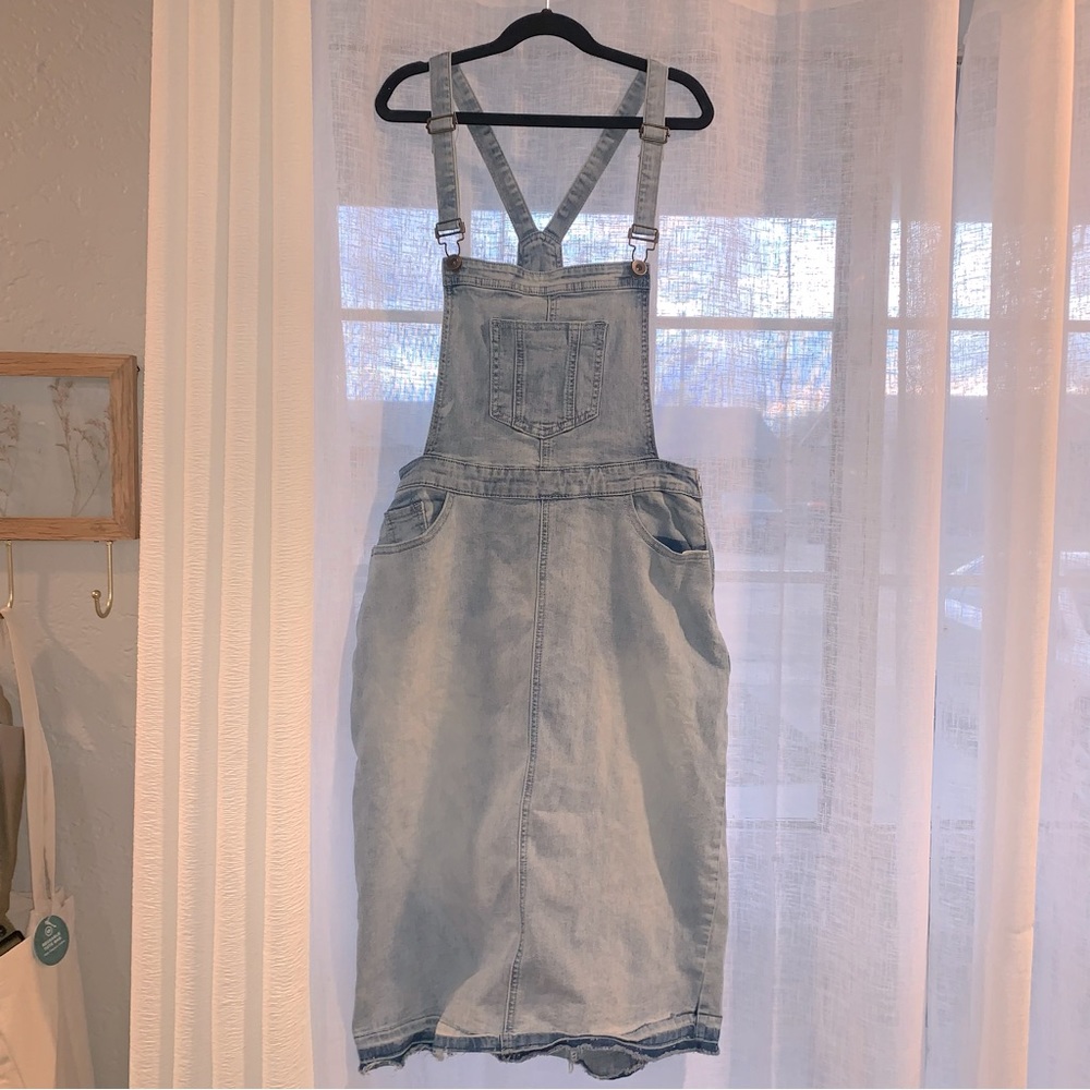 Main street exchange denim overall dress